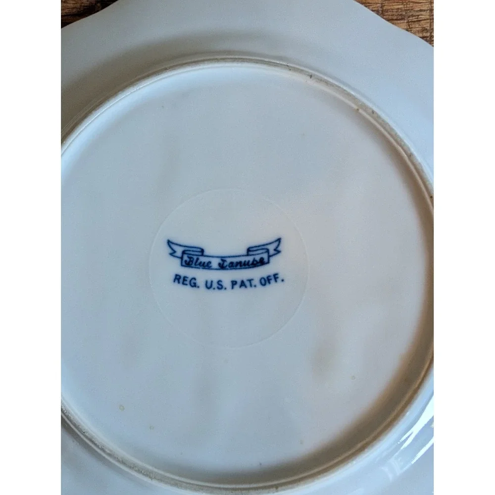 Blue Danube Vintage Bread and Butter Plate Set of 4 Blue Onion Scalloped 6.75